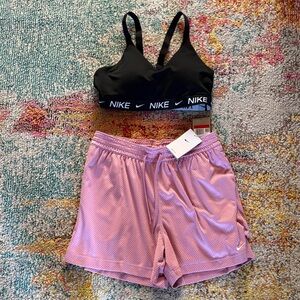 Nike Black Sports Bra & Pink Basketball Shorts NEW Size Large Women’s